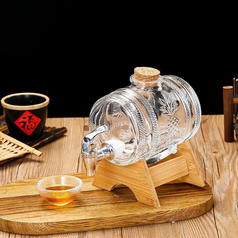 Wine Beer The Whiskey - 1L Cam Viski Fıçısı Şarap Fıçısı