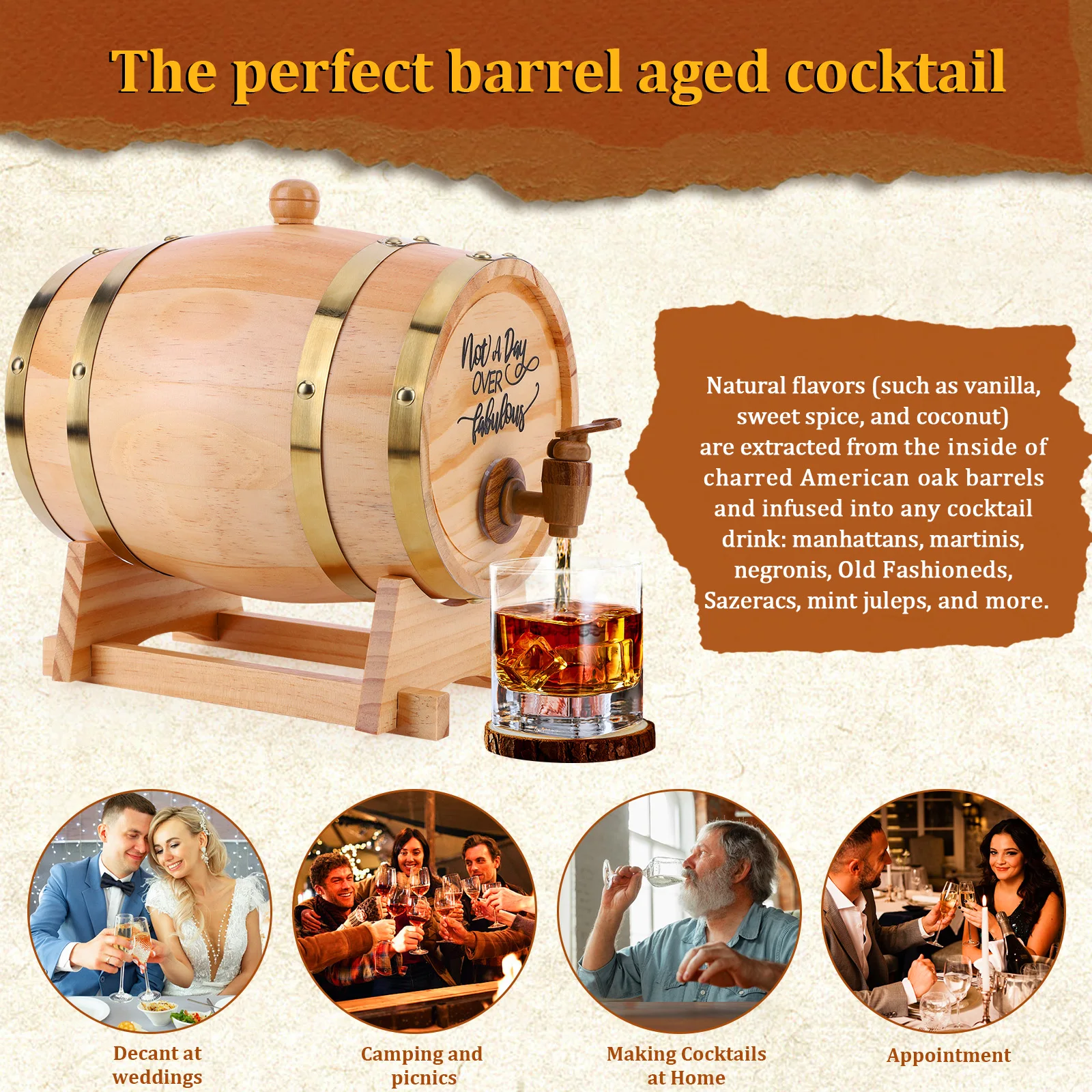 3L Ahşap Viski Fıçısı, Standlı - Wine Beer The Whiskey incelemesi ve fiyatı